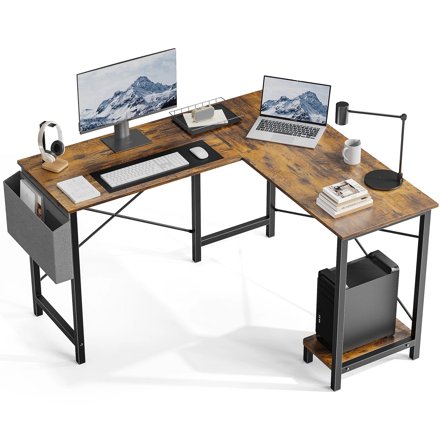 JHK Gaming Desk L Shaped With CPU Storage Shelf Office