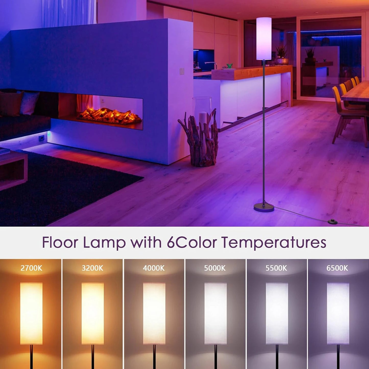 Modern RGB Floor Lamp With Foot Switch For Living Room