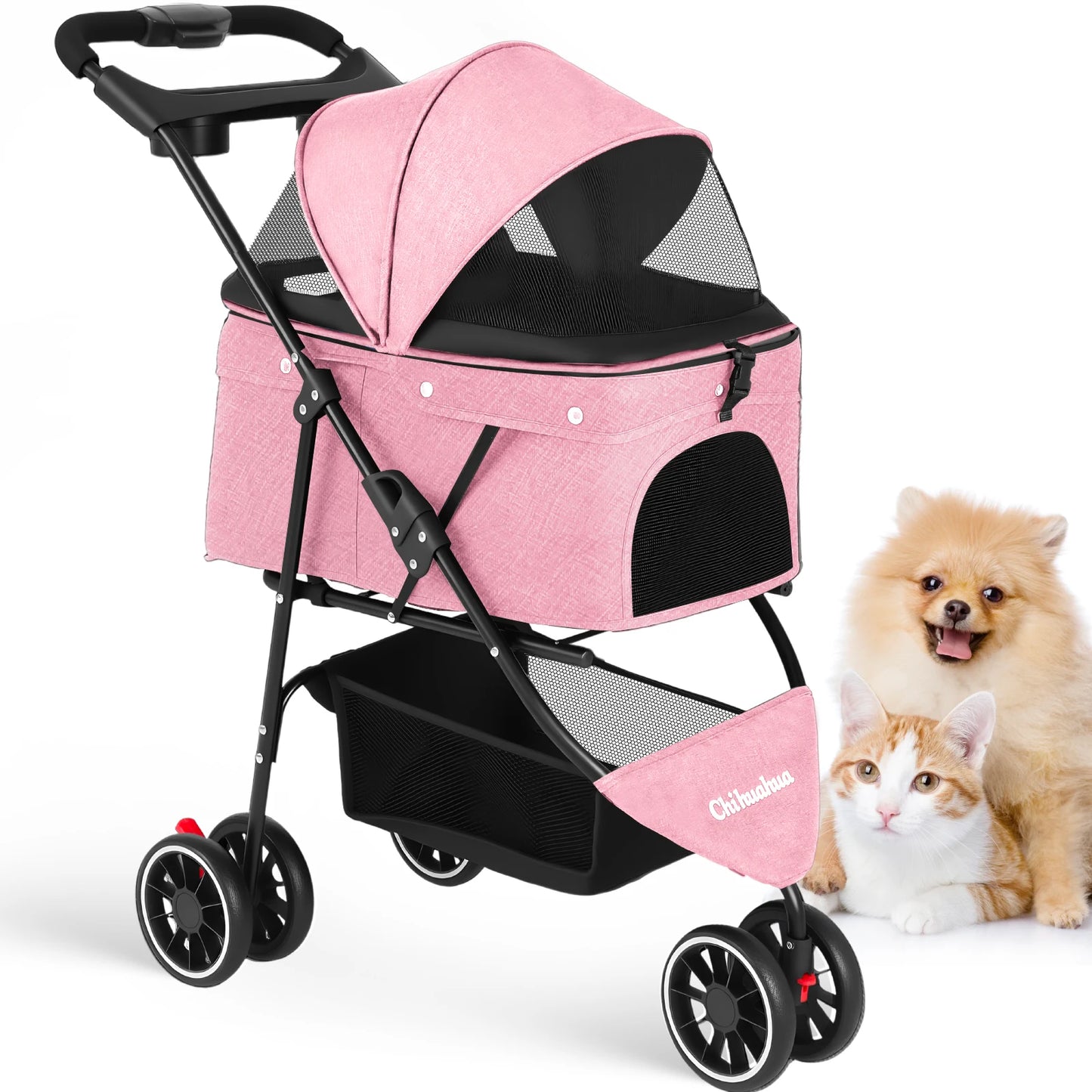 Chihuahua Pet Stroller for Small Dogs and Cats Foldable Carrier