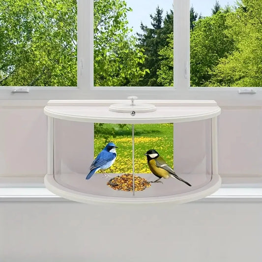 Window Bird Feeder With Clear View Tray For Recessed Windows