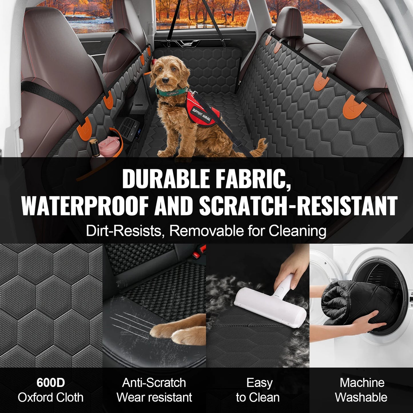 SucceBuy Back Seat Extender Dog Car Seat Cover With Mesh Window Hammock