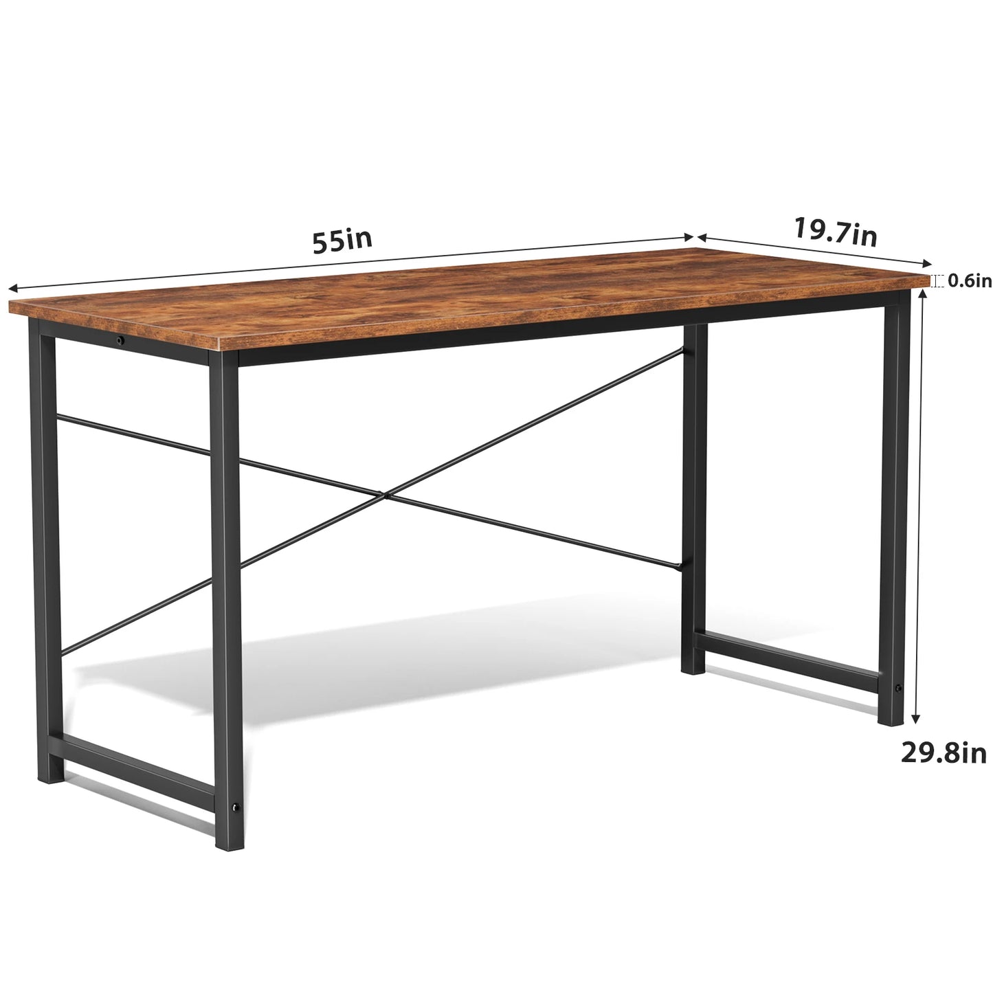 JHK Gaming Computer Desk With Wood Tabletop And Metal Frame