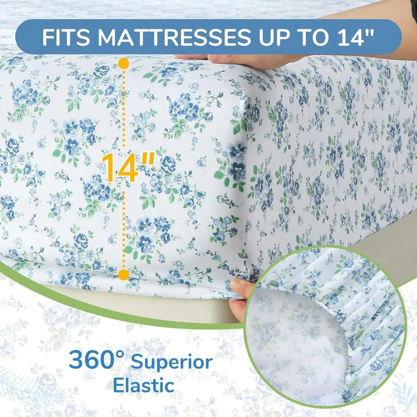 4 Piece Sheet Set Soft Breathable Polyester Cotton Bedding Wrinkle Free
