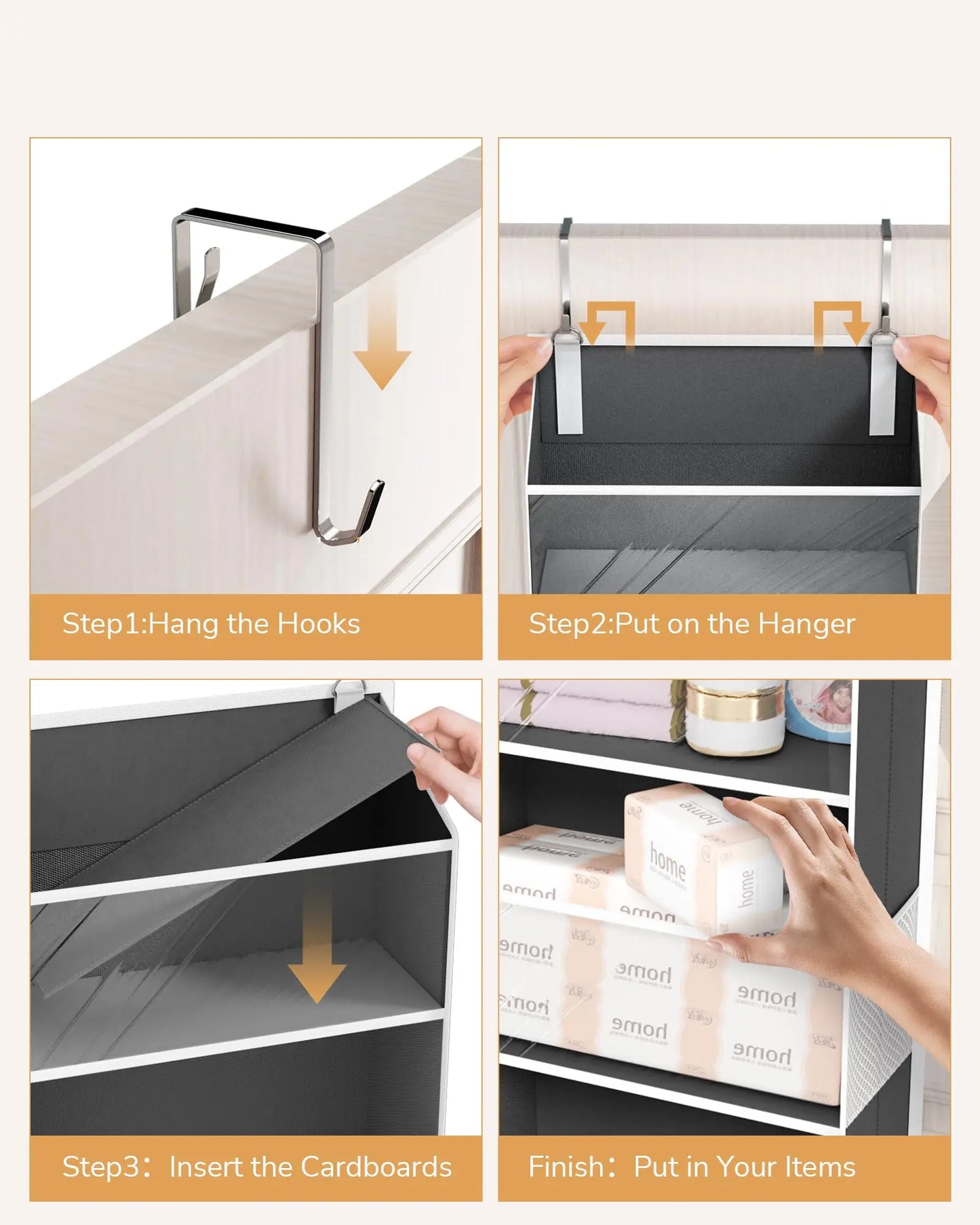Over Door Organizer 5 Shelf Hanging Storage Anti Tilt 44lb