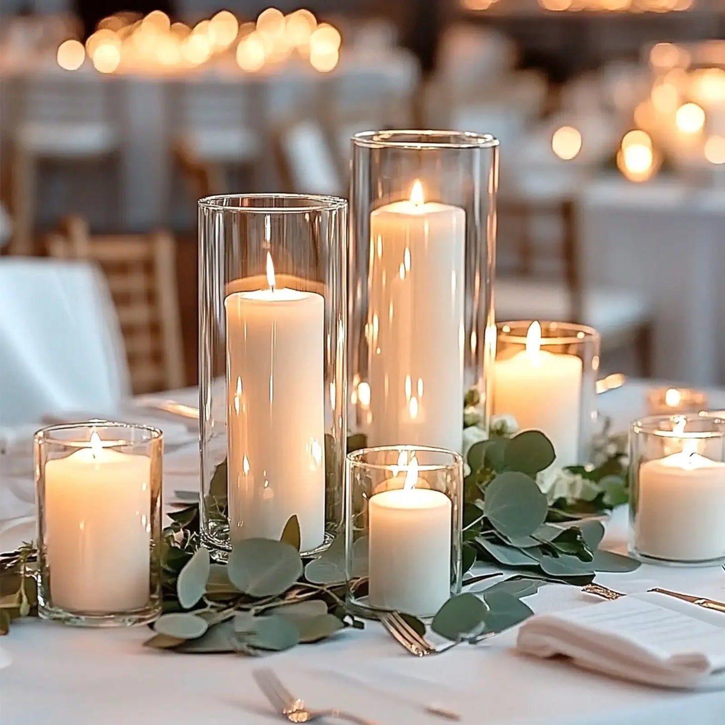 Clear Glass Cylinder Vase Set For Weddings And Centerpieces