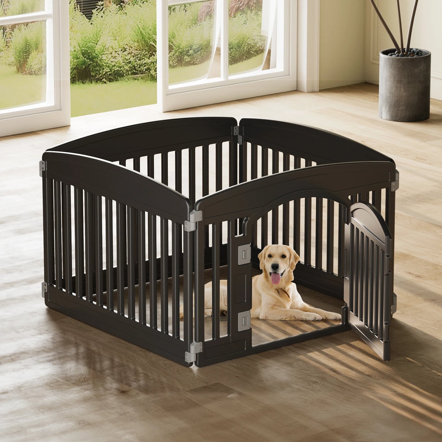 JHK Plastic Dog Playpen Expandable Portable Fence For Medium Dogs Indoor Outdoor