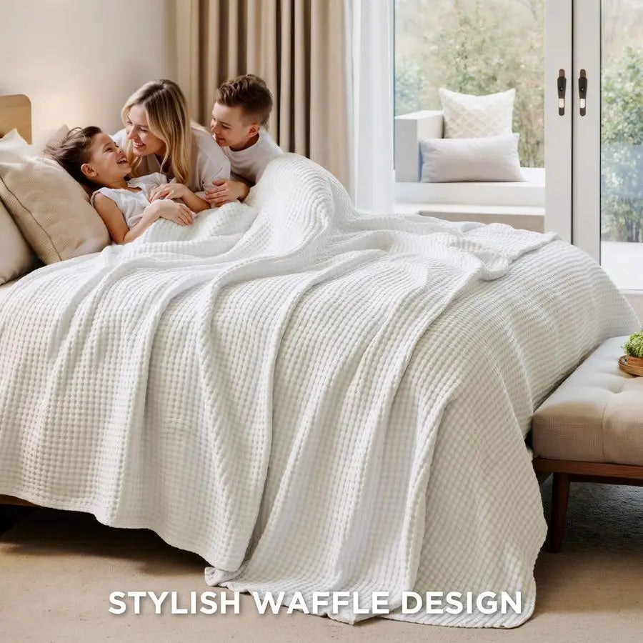 Cooling Waffle Blanket Lightweight Cotton Bamboo Rayon For Hot Sleepers