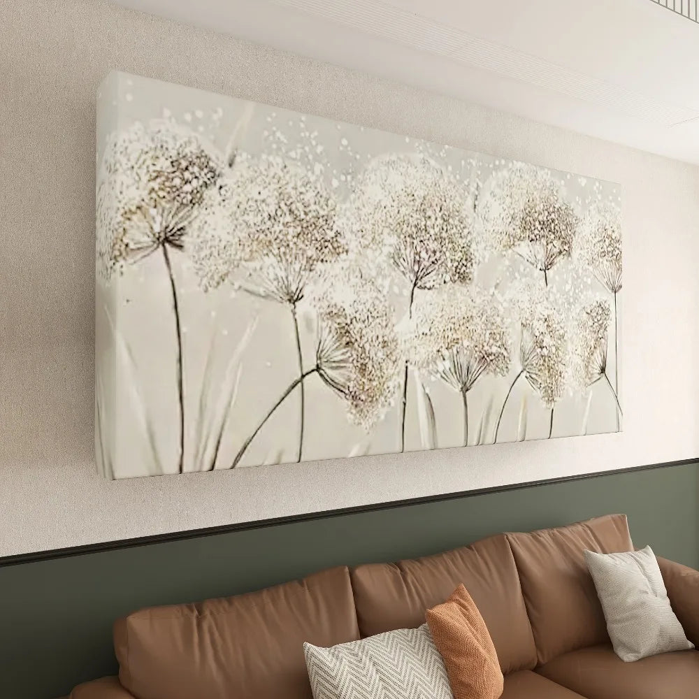 Nordic Style Wood Frame Canvas Print Dandelion Wall Art
