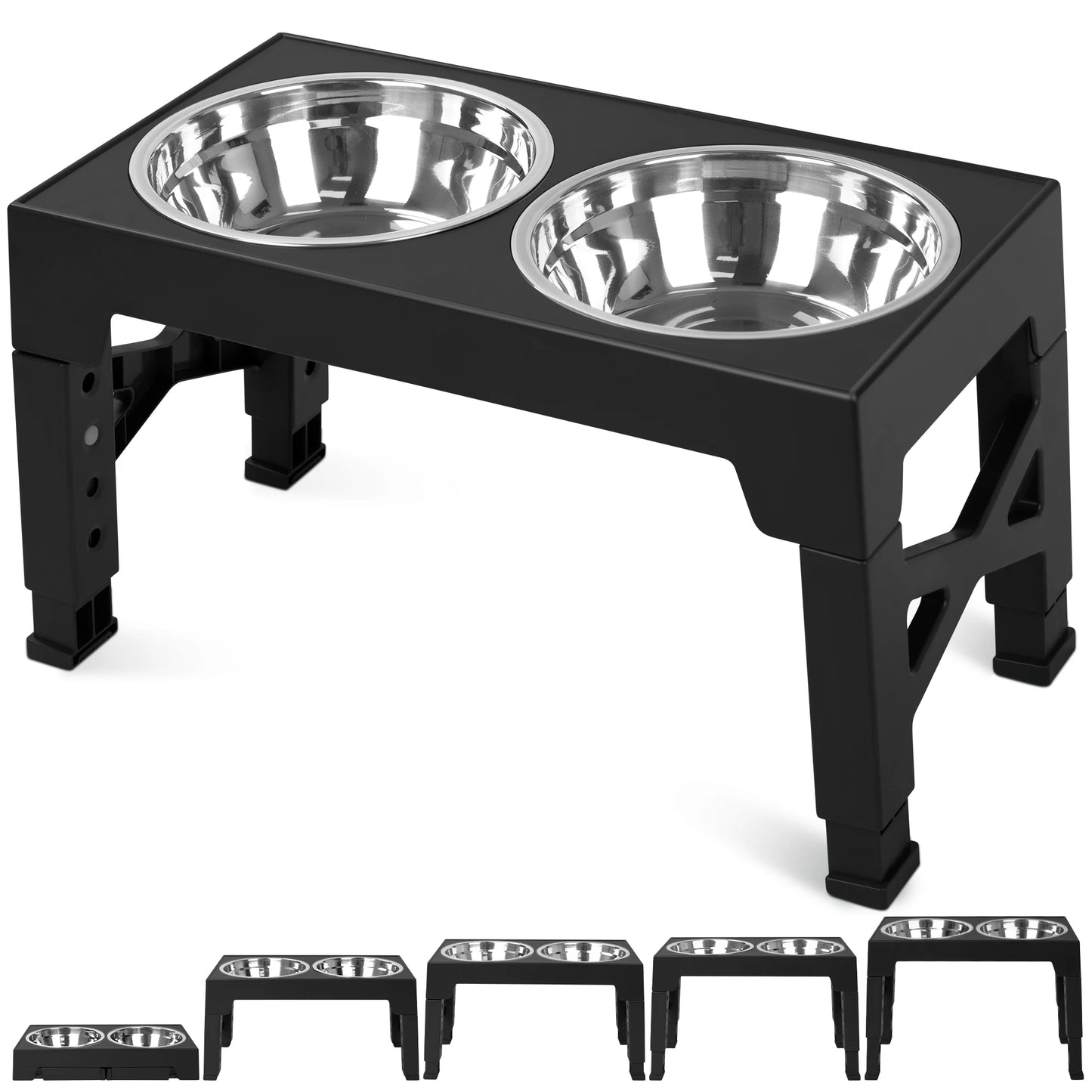 Elevated Dog Bowls With Two Stainless Steel Bowls And Stand