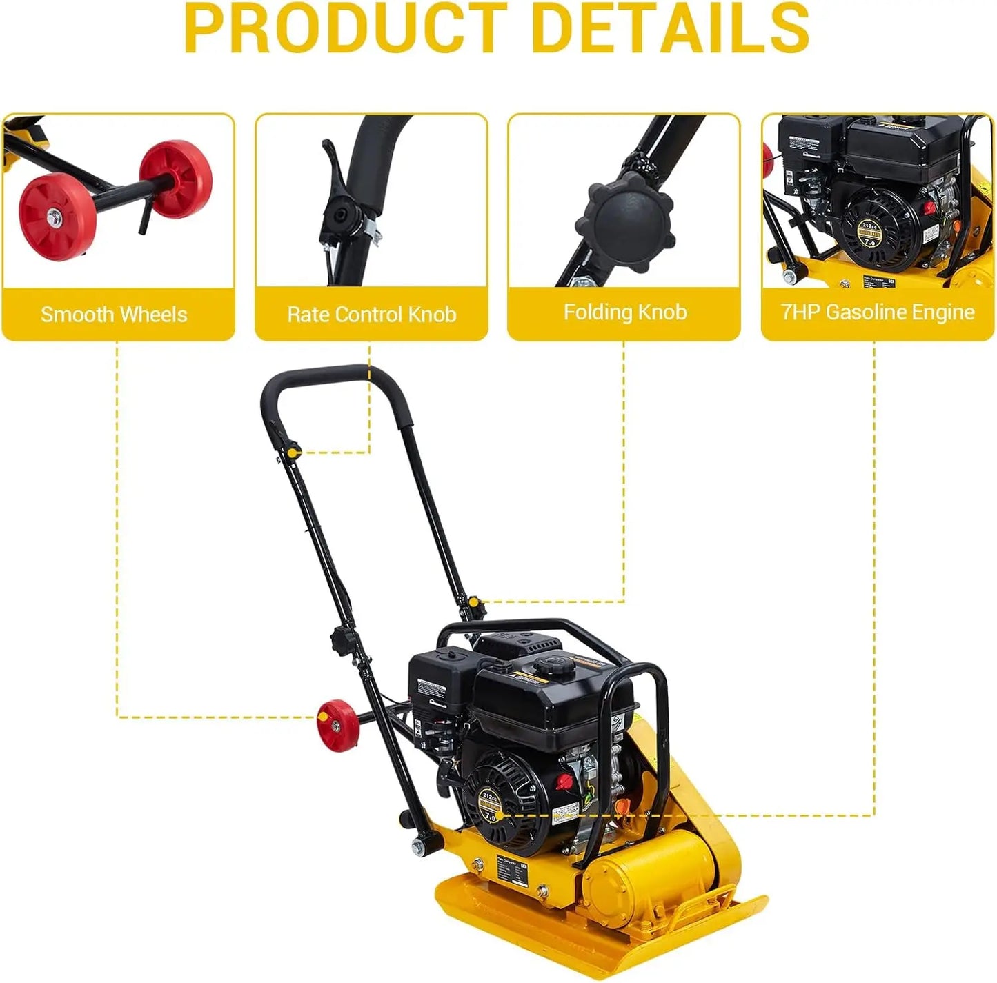 Twister.CK Plate Compactor 7HP Gas Engine 212cc 5600 VPM