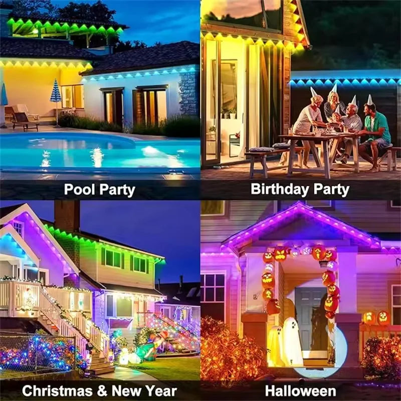 Smart Outdoor LED String Lights IP67 Waterproof With App Control