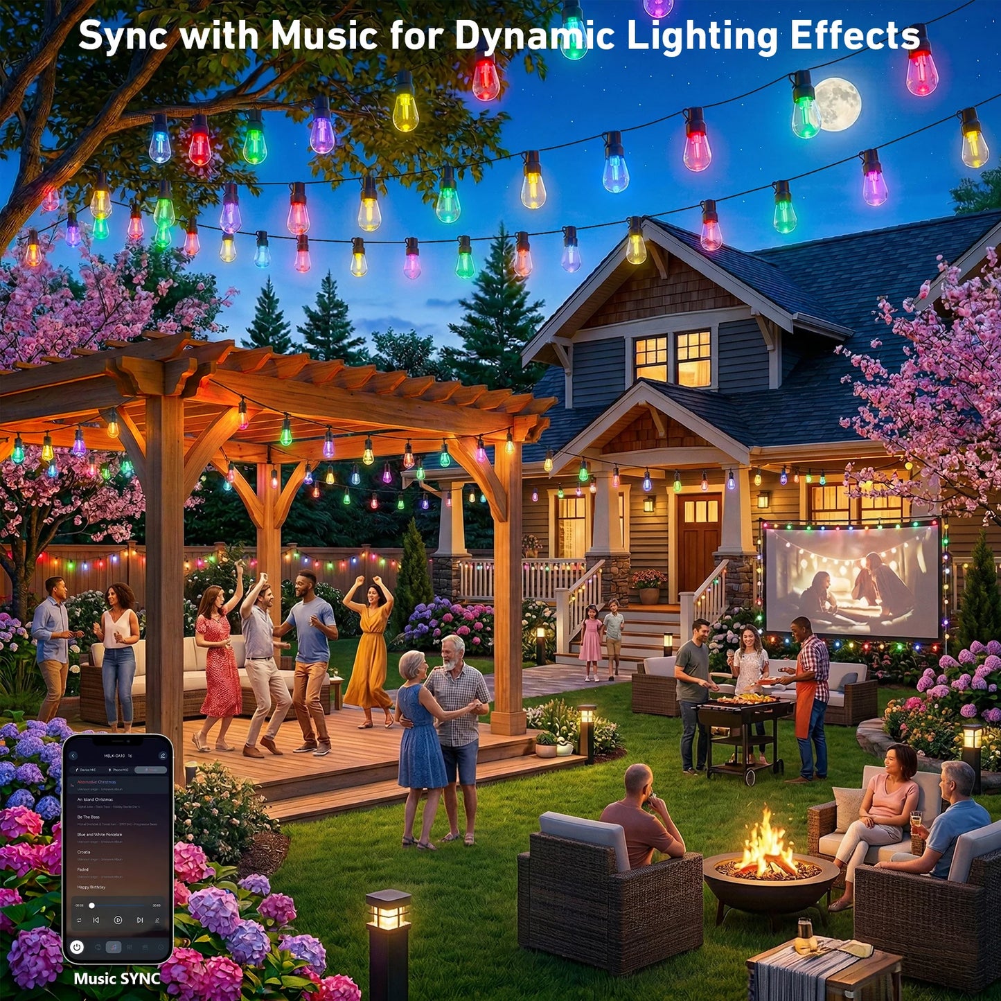 RGB IC Outdoor String Lights IP67 Dimmable DreamColor LEDs