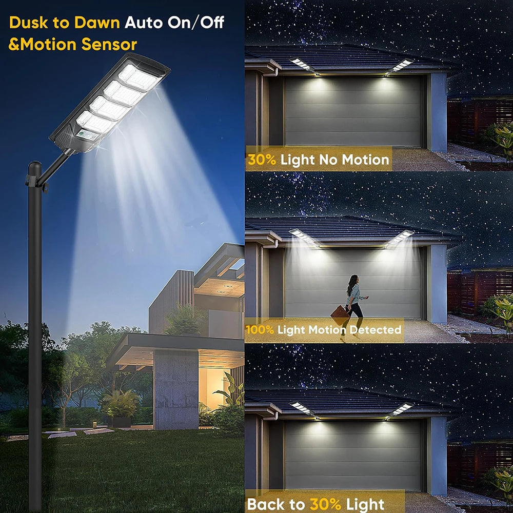 80000LM Solar LED Street Light with Motion Sensor Waterproof Garden Lamp