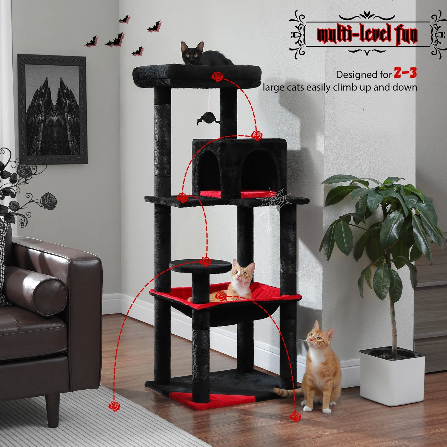 PAWZ Road Gothic Cat Tree Indoor Five Tier Tower With Hammock