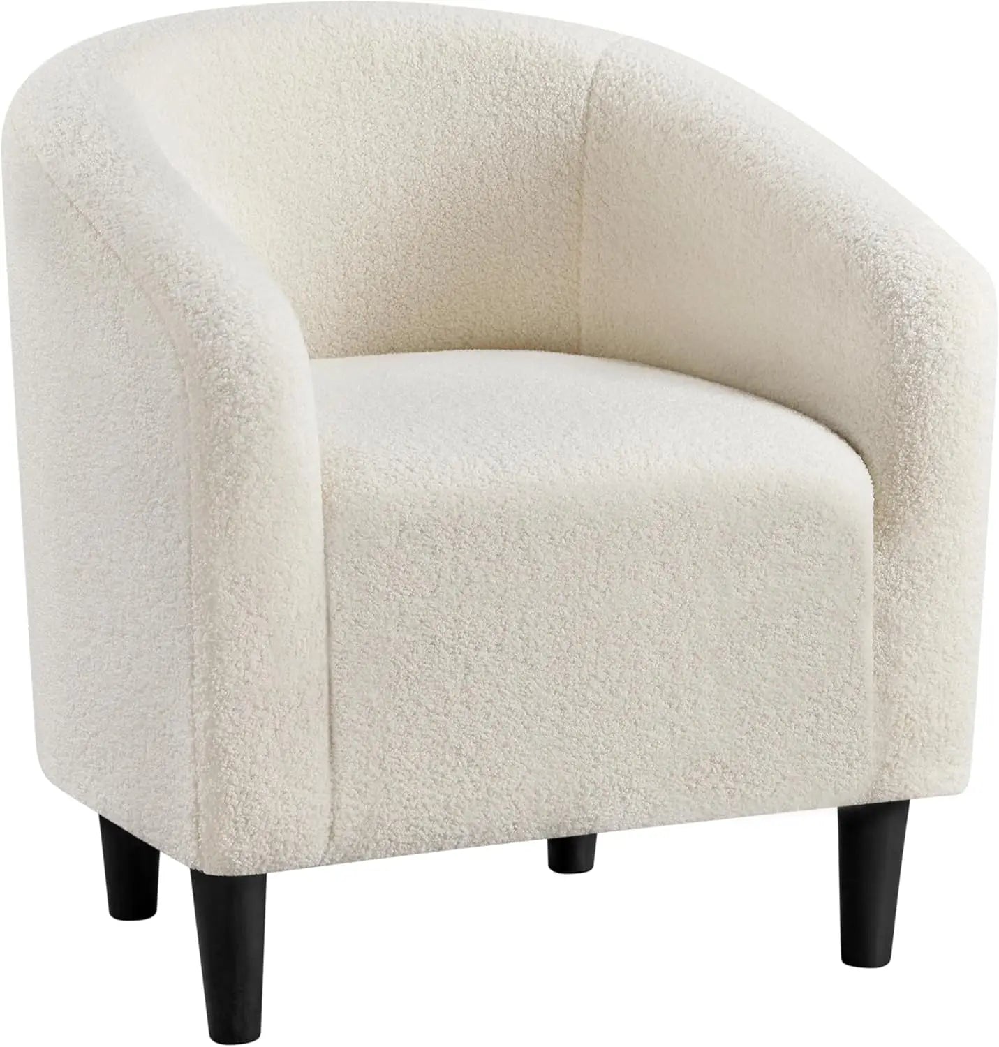 Barrel Chair Boucle Fabric Club Chair With Sherpa Padded Comfort Living Room