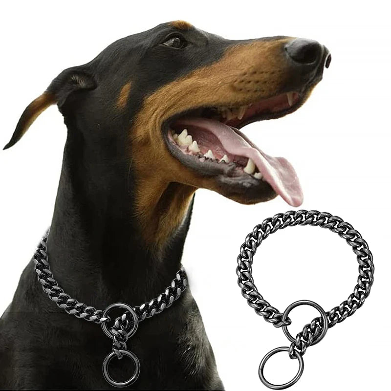 Stainless Steel Dog Chain Collar Cuban Link Design