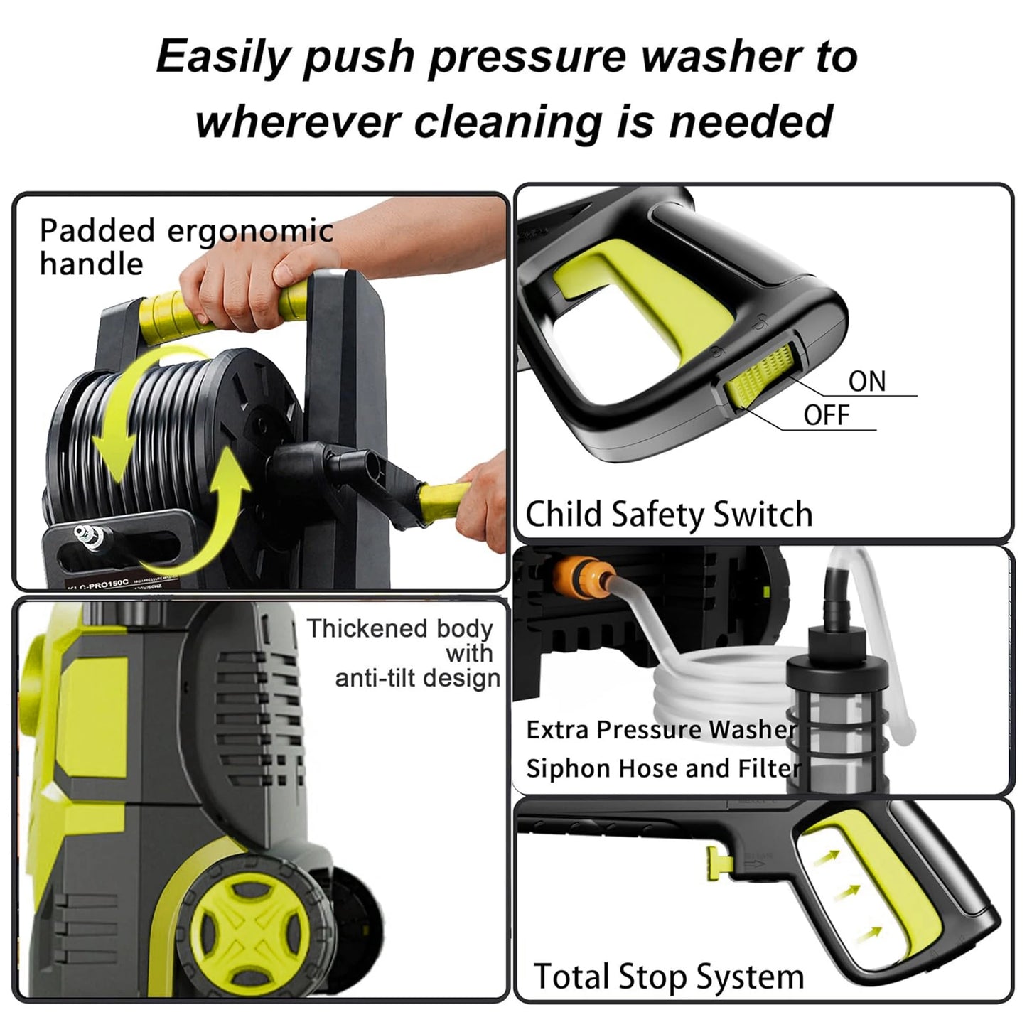 FF FOTING 5000 PSI 3.6 GPM Pressure Washer With 8 Level Touch Screen Foam Cannon
