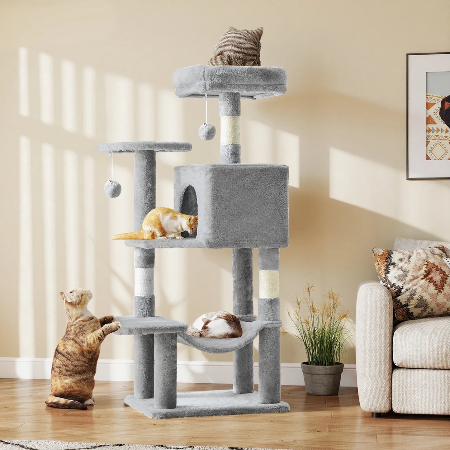 JHK Cat Tree Tall Multi Cat Climbing Tower Sisal Posts