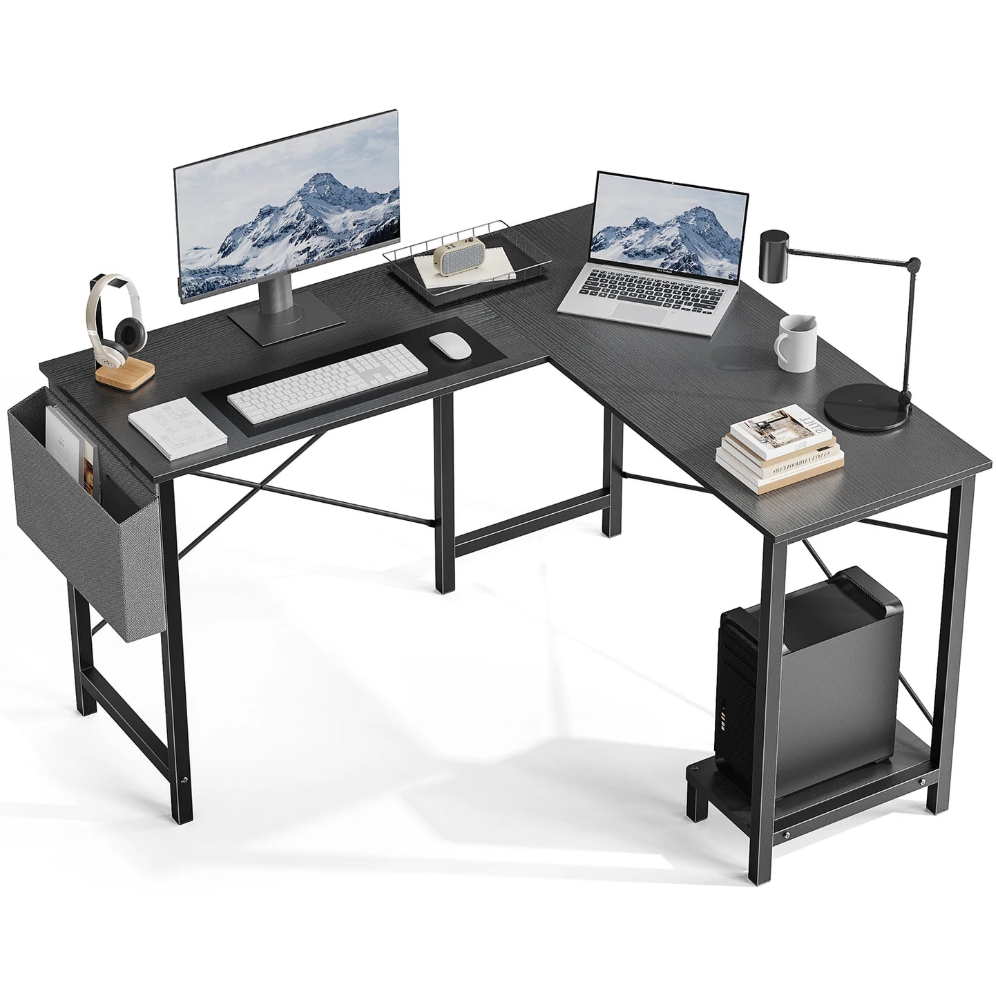 JHK Gaming Desk L Shaped With CPU Storage Shelf Office