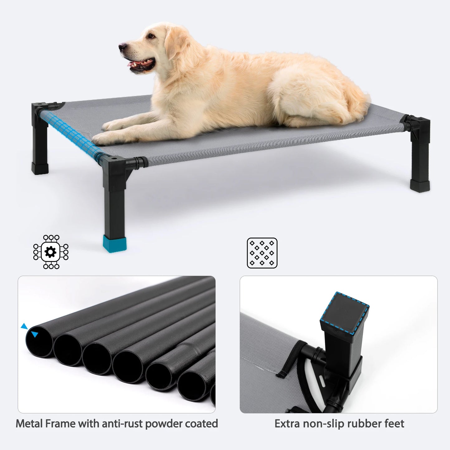 Elevated Dog Bed With Cooling Raised Pet Cot Mesh Frame