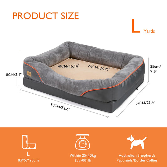 BINGOPAWCN Dog Bed With Washable Removable Cover Anti Allergy Waterproof